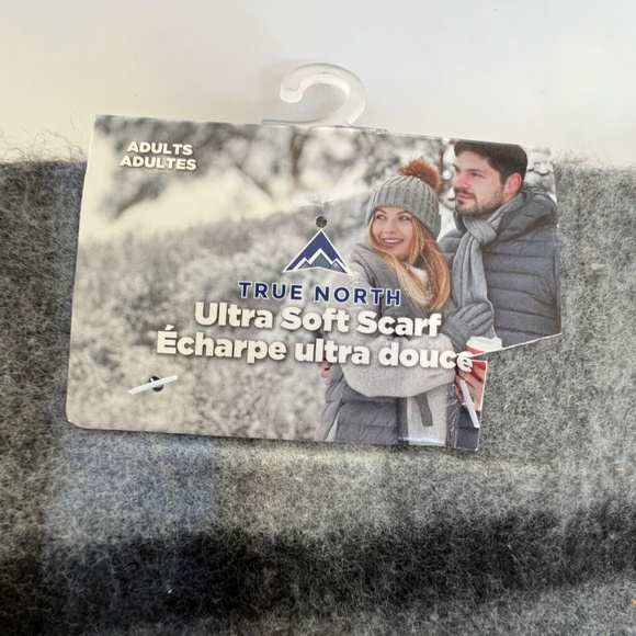 True North Scarf Plaid Tartan Rectangle Gray Black Blue 15" x 72" Very Soft NWT - Picture 4 of 4